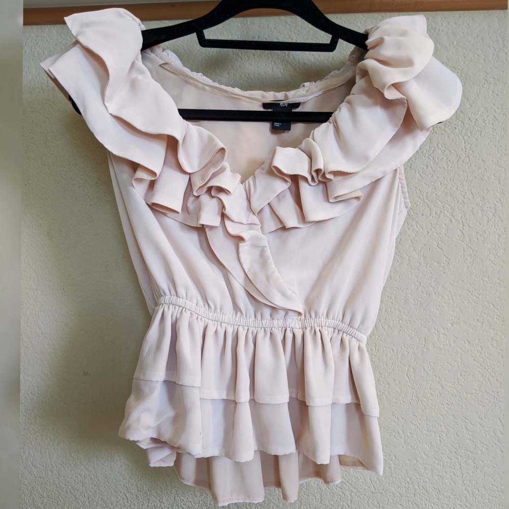 Blush Ruffled Peplum Blouse